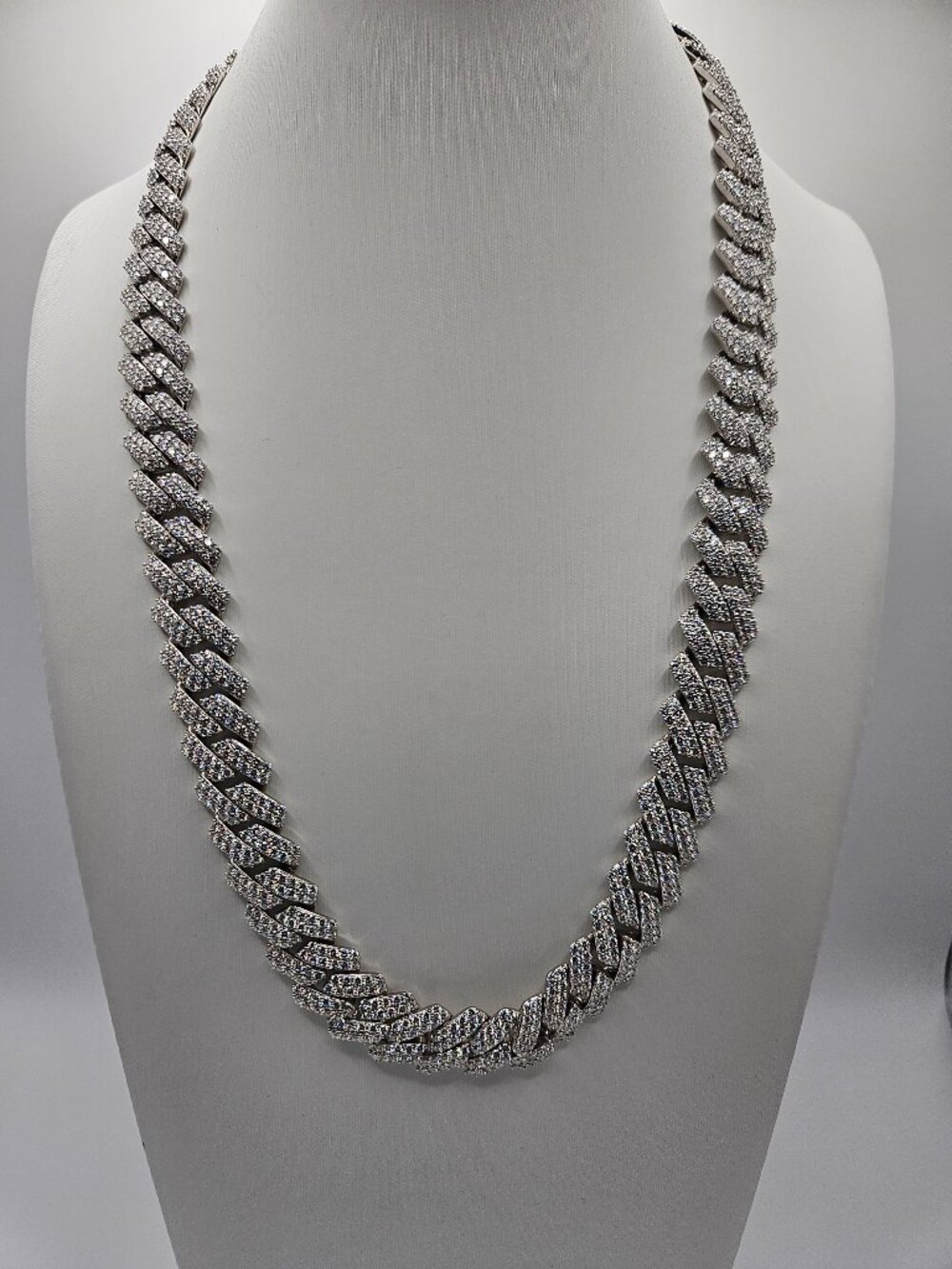 15mm Monaco Cuban Link Chain 24" 925 Sterling Silver Moissanite 176g - Picture 1 of 8